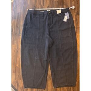 NWT Universal Thread Size 22 Easy Barrel Pants High Rise Black 100% Cotton